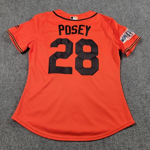 San Francisco Giants Jersey Women S/M Orange MLB Baseball Posey 28 Majestic - Picture 3 of 8